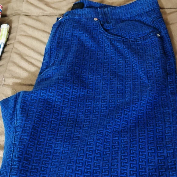 Vintage Gianni Versace Classic Greca Monogram Jeans – Rare Blue All-Over Greek K - Picture 4 of 7